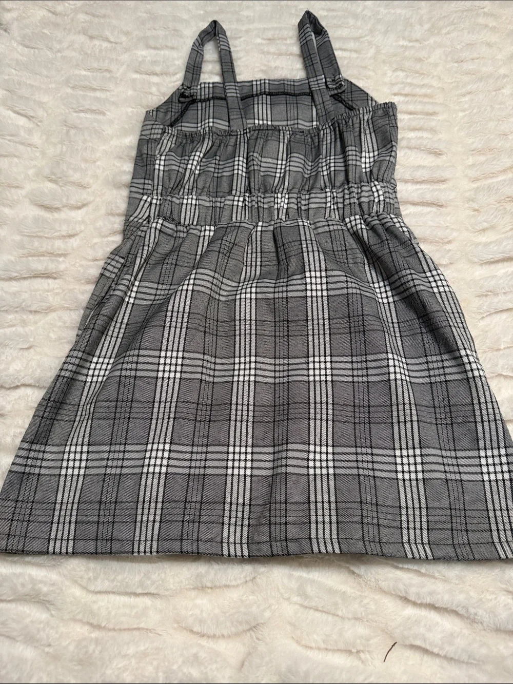 Mia Chica Black and White Plaid Mini Pinafore